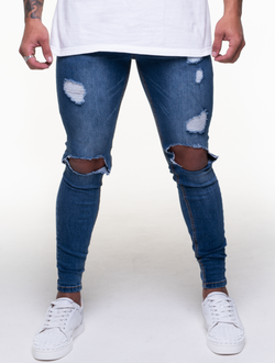 ROYAL BLUE ULTRA RIPPED JEANS